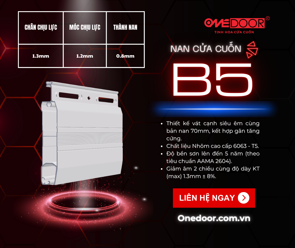 Nan cửa cuốn B5 Onedoor – Giải pháp cửa cuốn Đức tiết kiệm và bền bỉ