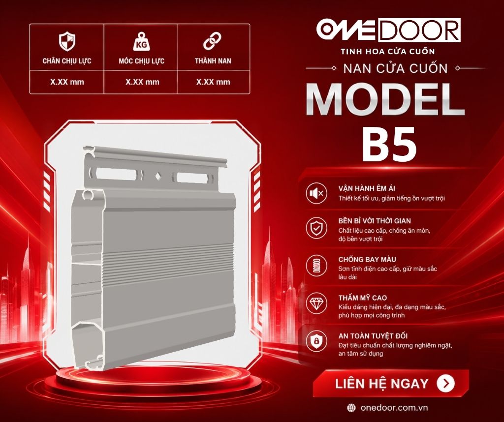Cửa Cuốn Nhôm Onedoor B5: Nan Cao Cấp 1.2mm