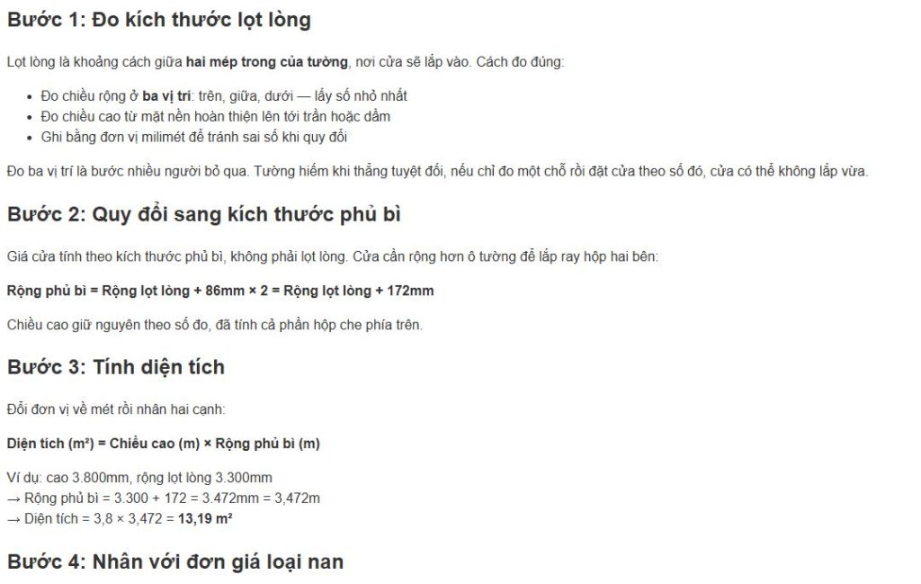Cách tính giá cửa cuốn