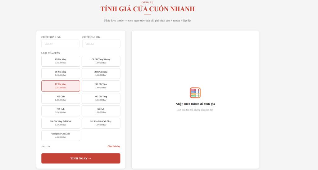 Báo Giá Cửa Cuốn ONEDOOR 2026 | Tư Vấn & Báo Giá